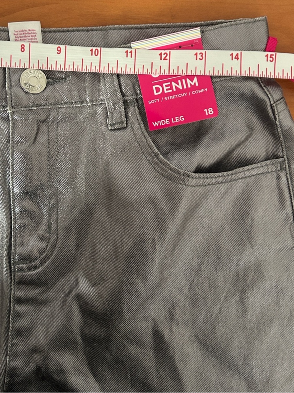 Justice Metallic Silver Wide-Leg Jeans - Picture 9 of 12